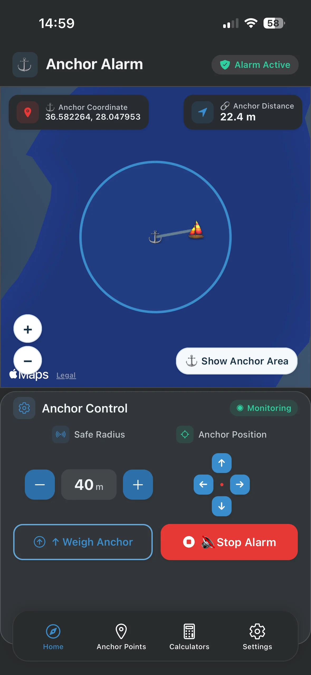 Safety Anchor Alarm - Night Mode